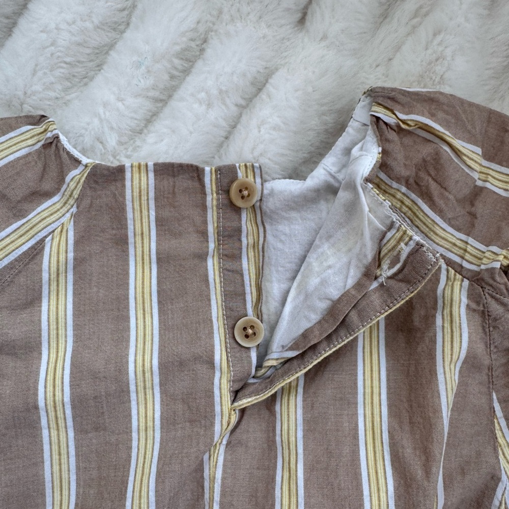 Banana Republic Brown and Cream Striped Blouse with Ruffled Hem - Picture 6 of 12